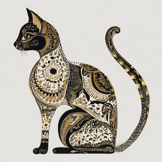 25 Ornate Cat Clipart (JPG) β watercolor clipart transparent PNG instant download