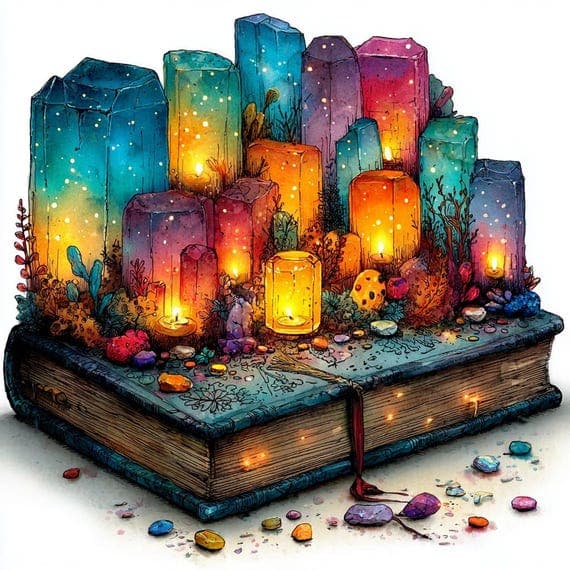 18 Fantasy Crystal Book Clipart (JPG) β watercolor clipart transparent PNG instant download