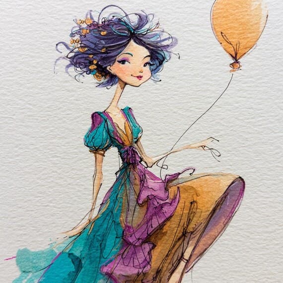 Watercolor Birthday Girl Clipart β view 3 β watercolor clipart transparent PNG instant download