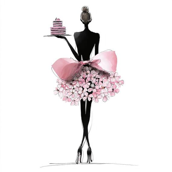 22 Pink Cake Lady Clipart (JPG) β view 2 β watercolor clipart transparent PNG instant download