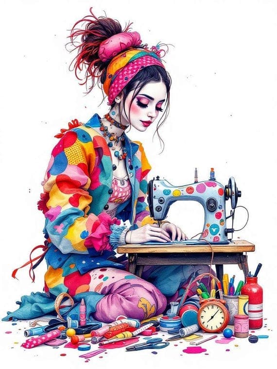Seamstress Clipart β watercolor clipart transparent PNG instant download