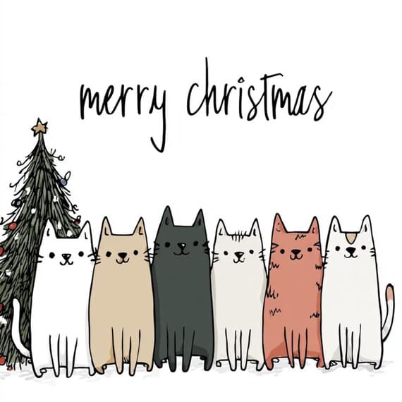 15 Whimsical Christmas Cat Clipart β view 2 β watercolor clipart transparent PNG instant download