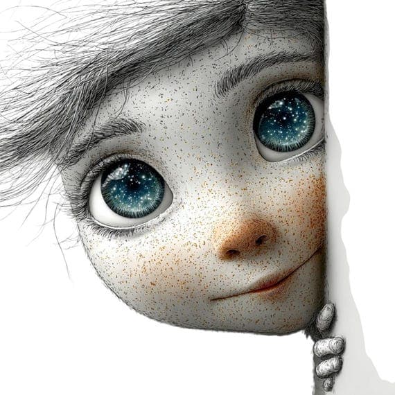 15 Peeking Starry Girl Clipart (JPG) β view 5 β watercolor clipart transparent PNG instant download