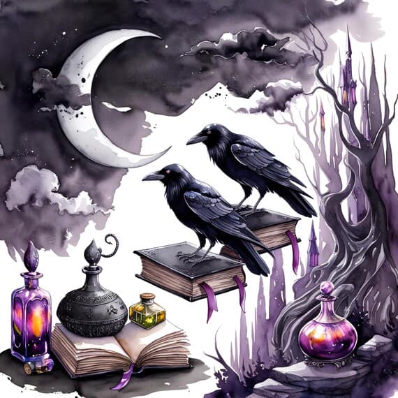 10 Witchy Gothic Clipart Bundle β view 3 β watercolor clipart transparent PNG instant download