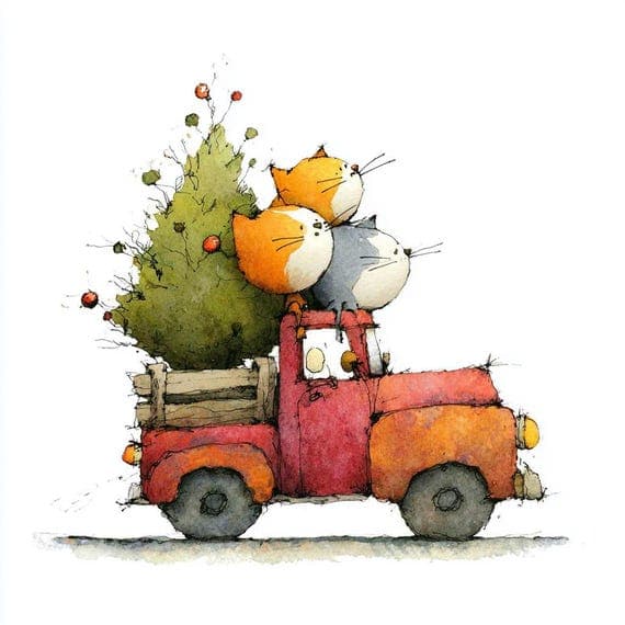30 Watercolor Christmas Cats & Snowman Clipart (PNG) β view 3 β watercolor clipart transparent PNG instant download