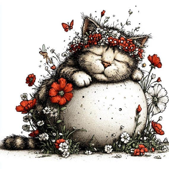15 Watercolor Easter Lazy Cat Clipart Printable Spring Floral Digital β view 2 β watercolor clipart transparent PNG instant download