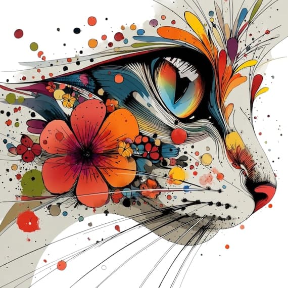30 Abstract Floral Cat Eye Clipart (JPG) β watercolor clipart transparent PNG instant download