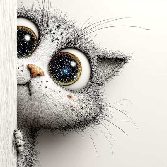 25 Peeking Galaxy Cat Clipart (JPG) β watercolor clipart transparent PNG instant download