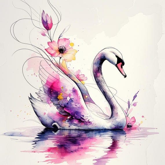 Watercolor Swan Clipart Set — watercolor clipart transparent PNG instant download