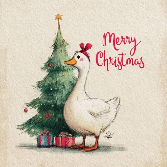 15 Funny Christmas Duck Clipart β view 8 β watercolor clipart transparent PNG instant download