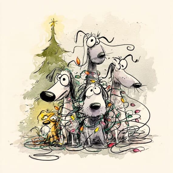 30 Watercolor Christmas Dog Clipart (JPG) β view 6 β watercolor clipart transparent PNG instant download