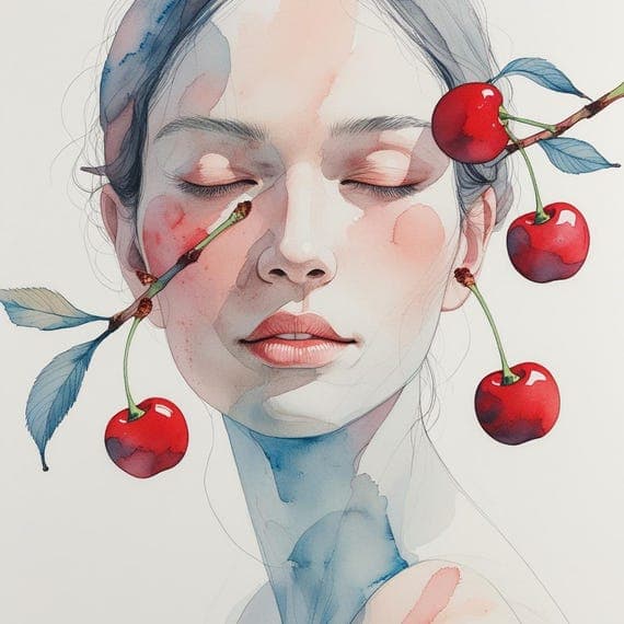 20 Floral Woman Portrait Art β view 6 β watercolor clipart transparent PNG instant download