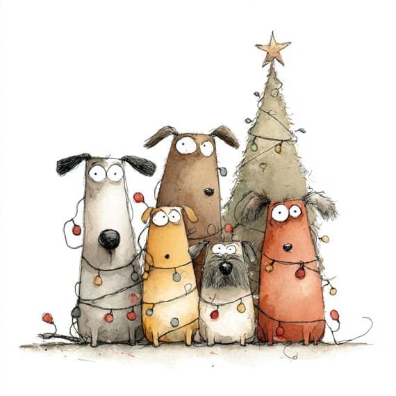 20 Watercolor Christmas Dog Clipart (JPG) β view 5 β watercolor clipart transparent PNG instant download