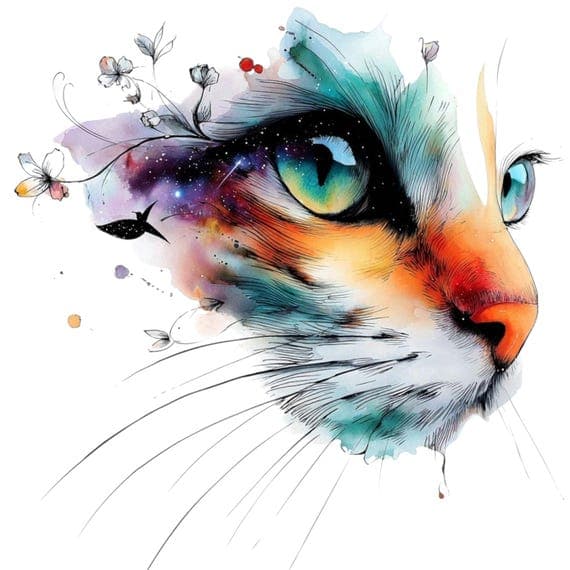 Watercolor Floral Cat eye Clipart β view 8 β watercolor clipart transparent PNG instant download