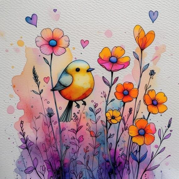 17 Watercolor Birds and Flowers Clipart β view 7 β watercolor clipart transparent PNG instant download