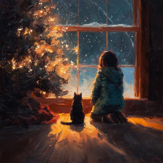 15 Watercolor Christmas Girl & Cat Clipart (JPG ) β view 2 β watercolor clipart transparent PNG instant download