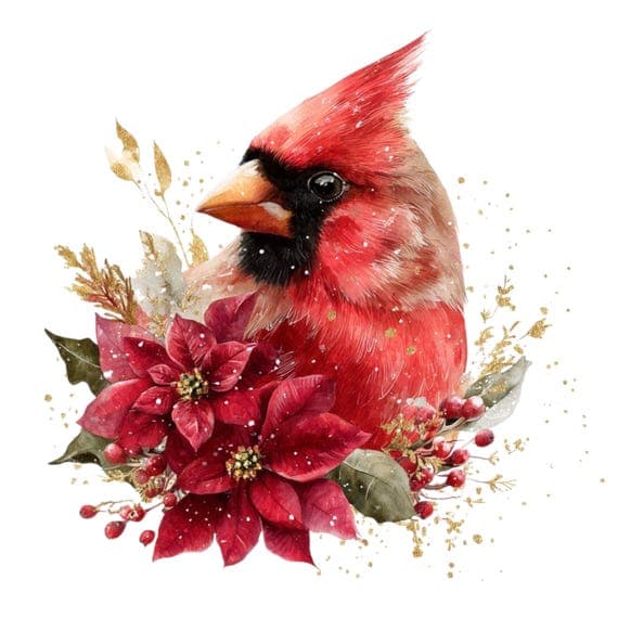 15 Christmas Cardinal Bird Clipart Png β view 7 β watercolor clipart transparent PNG instant download