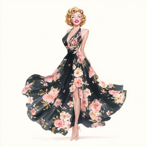 1950s Fashion Illustration β view 8 β watercolor clipart transparent PNG instant download
