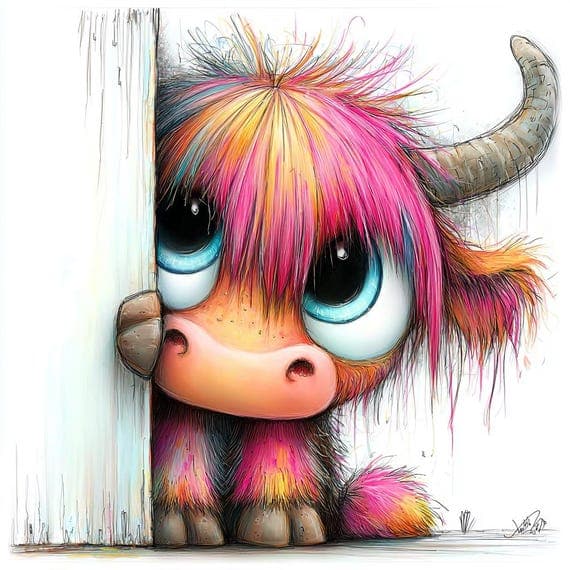 Watercolor Highland Cow Clipart, Floral Crown (Digital Download) โ view 5 โ watercolor clipart transparent PNG instant download