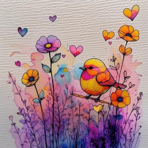 17 Watercolor Birds and Flowers Clipart β view 5 β watercolor clipart transparent PNG instant download