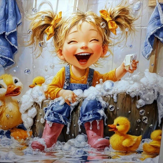 Watercolor Duckling Bath Clipart β view 7 β watercolor clipart transparent PNG instant download