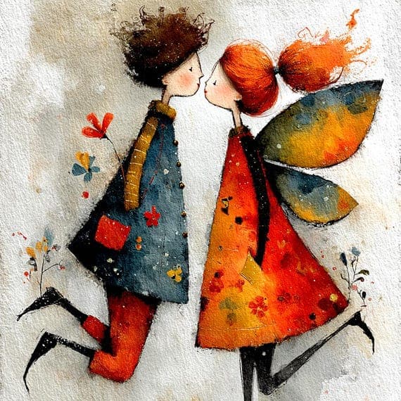 20 Fairy Couple Valentine Love PNG Clipart Whimsical Magical Partners — watercolor clipart transparent PNG instant download