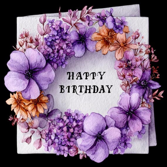 10 Floral Wreath Birthday Card Clipart β view 2 β watercolor clipart transparent PNG instant download