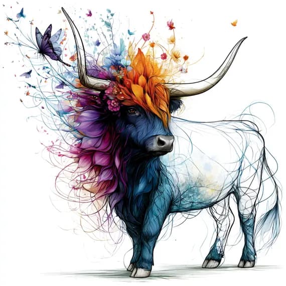 19 Boho Bull Clipart JPG β view 5 β watercolor clipart transparent PNG instant download