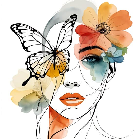 15 Whimsical Butterfly Women Clipart β view 6 β watercolor clipart transparent PNG instant download