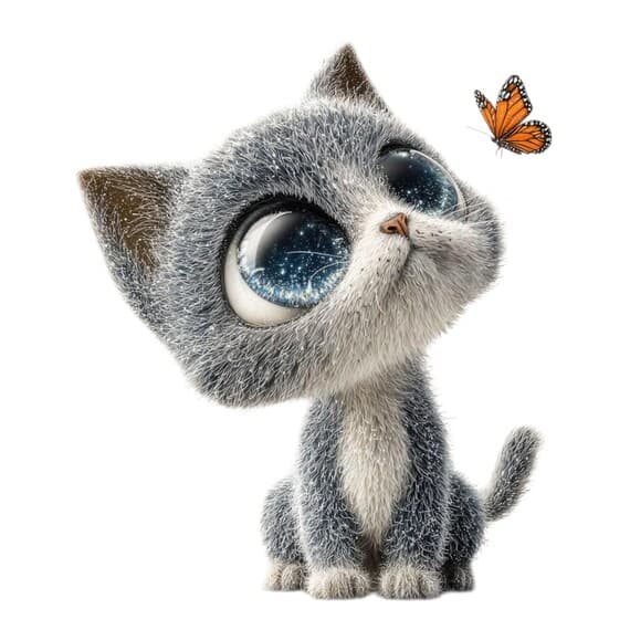 20 Butterfly Cat Printable Art (JPG) β view 3 β watercolor clipart transparent PNG instant download