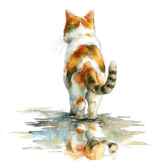 21 Cats From Behind PNG Clipart , Watercolor Back View Cats , Transpar β view 5 β watercolor clipart transparent PNG instant download