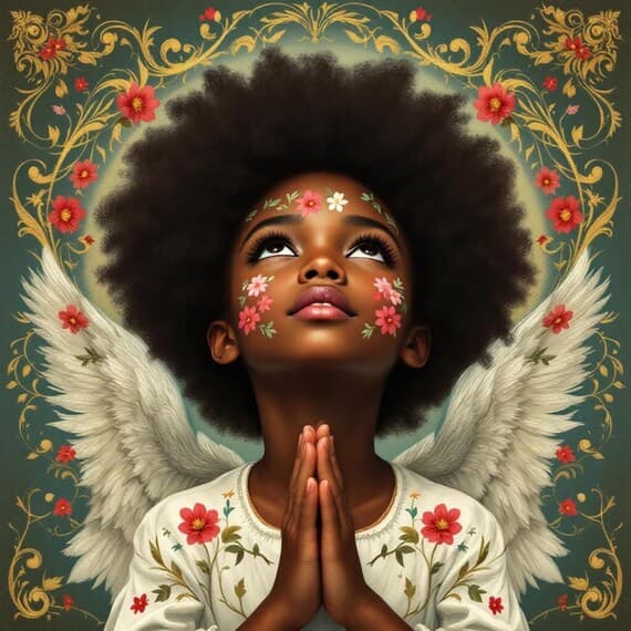 Afro Girl Praying Watercolor Clipart β watercolor clipart transparent PNG instant download
