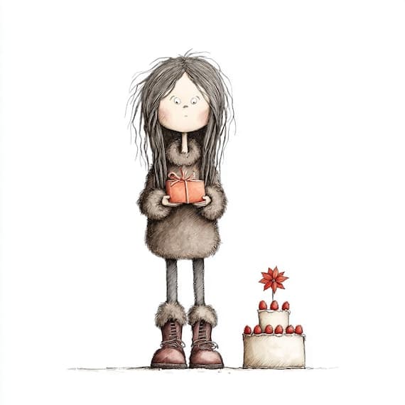 18 Whimsical Birthday Girl Clipart (JPG) β view 4 β watercolor clipart transparent PNG instant download