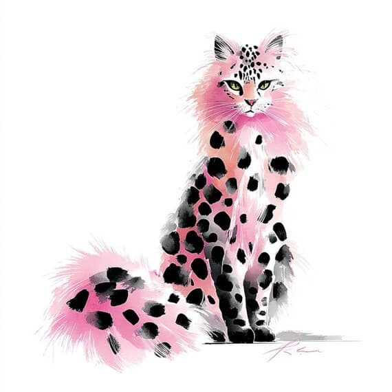20 Watercolor Pink Leopard Cat Clipart (JPG) β view 2 β watercolor clipart transparent PNG instant download