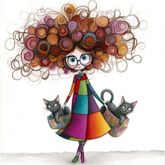 9 Watercolor Quirky Girl and Animals Clipart Set β view 4 β watercolor clipart transparent PNG instant download