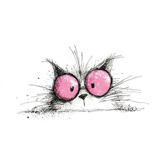 12 Peeking Funny Cat Clipart – Quirky Black Line Art Cats for Crafters — view 4 — watercolor clipart transparent PNG instant download