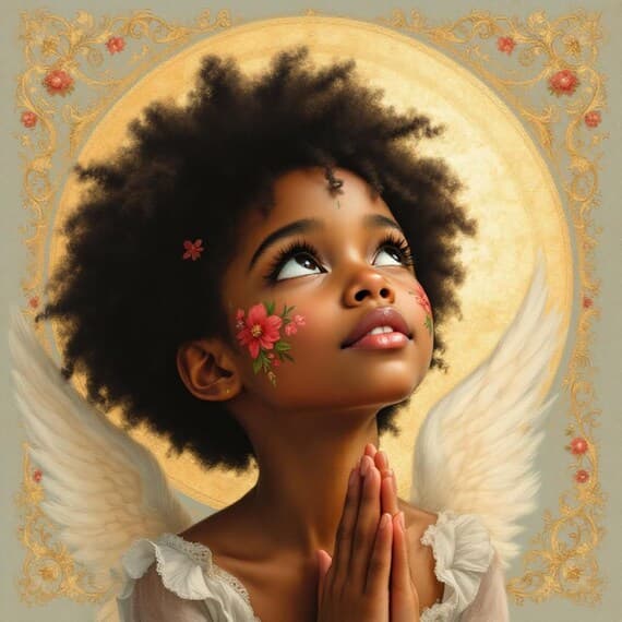 Afro Girl Praying Watercolor Clipart β view 7 β watercolor clipart transparent PNG instant download