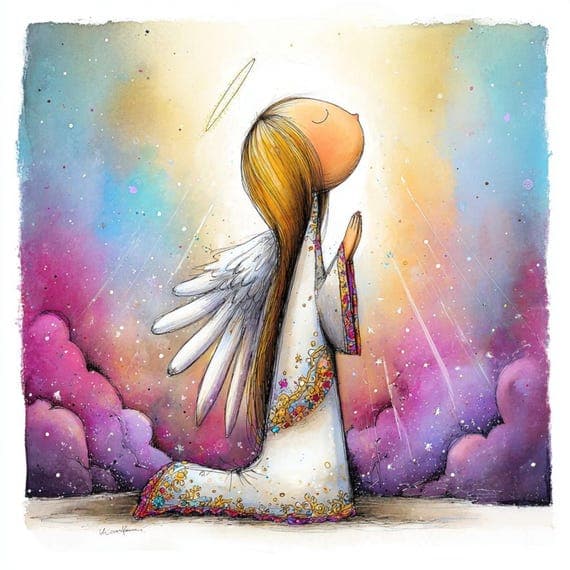 20 Whimsical Angel Clipart (JPG) β view 5 β watercolor clipart transparent PNG instant download
