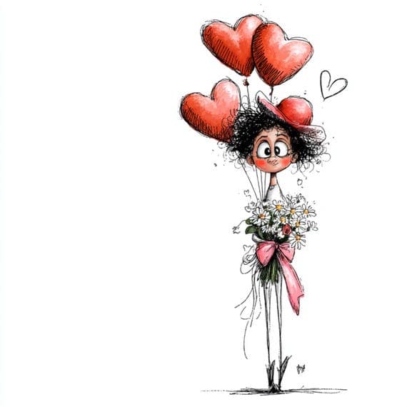 25 Whimsical Heart Girl Clipart β view 5 β watercolor clipart transparent PNG instant download