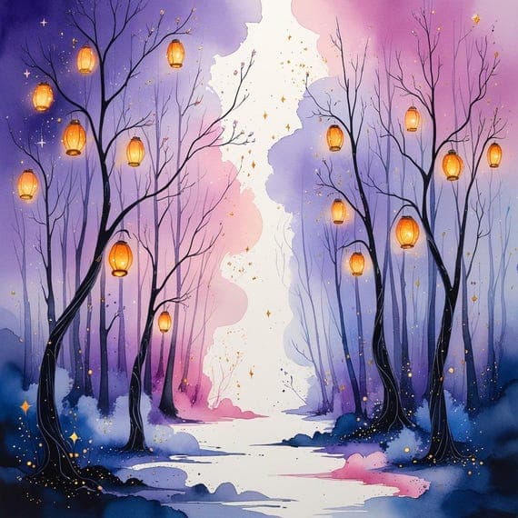 Mystical Forest Watercolor Clipart β view 5 β watercolor clipart transparent PNG instant download