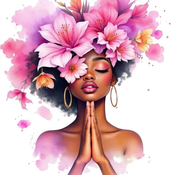12 Whimsical Praying Woman Clipart PNG β view 6 β watercolor clipart transparent PNG instant download