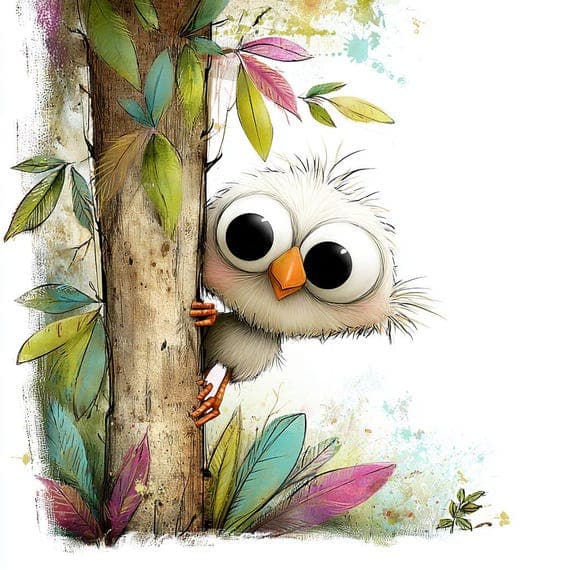 Peekaboo Birds Clipart – Whimsical Watercolor Bird Illustrations, Digi — view 8 — watercolor clipart transparent PNG instant download