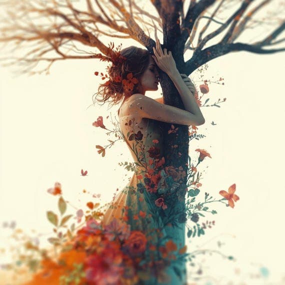 15 Forest Goddess Surreal Woman Art – Nature Spirit Portraits for Boho — view 2 — watercolor clipart transparent PNG instant download