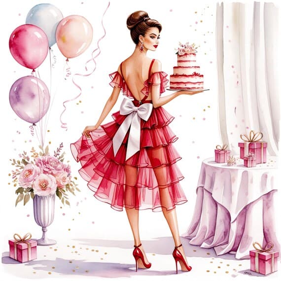 Watercolor Birthday Girls Clipart β view 6 β watercolor clipart transparent PNG instant download