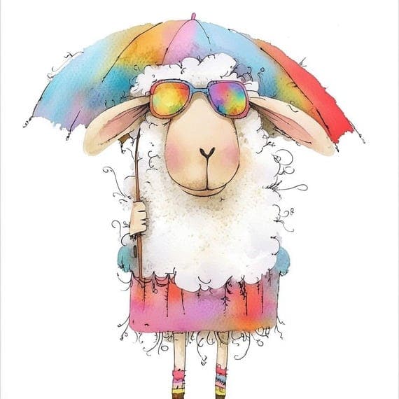 Watercolor Sheep Clipart Bundle – Whimsical Farm Animal PNGs (Digital — view 4 — watercolor clipart transparent PNG instant download