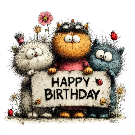 15 Cat Birthday Clipart (JPG) β view 7 β watercolor clipart transparent PNG instant download