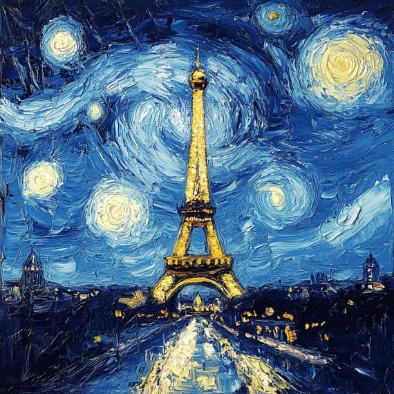 Van Gogh Starry Night Paris Clipart β view 2 β watercolor clipart transparent PNG instant download