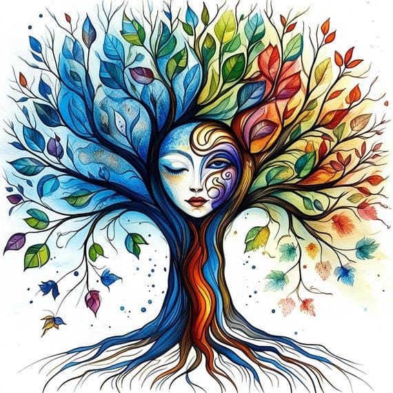 10 Mythical Floral Tree JPG Bundle β view 5 β watercolor clipart transparent PNG instant download