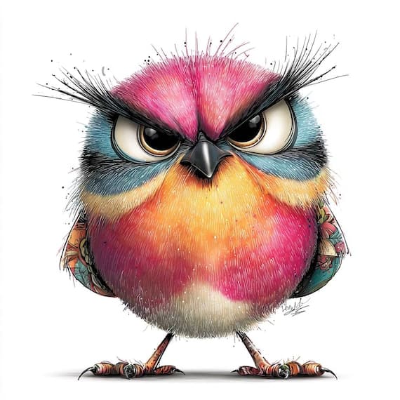 20 Quirky Watercolor Owl Clipart JPG – Funny Birds for Digital Crafts — view 5 — watercolor clipart transparent PNG instant download