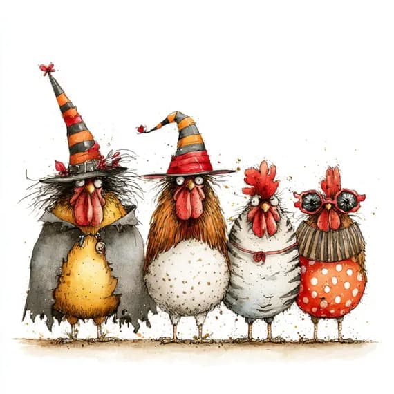 29 Whimsical Rooster Clipart PNG β view 6 β watercolor clipart transparent PNG instant download